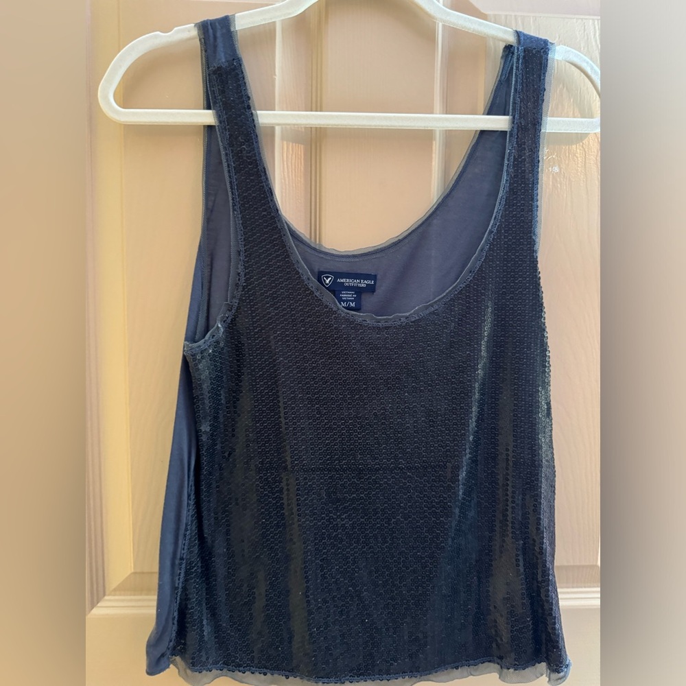 Grey sequin tank